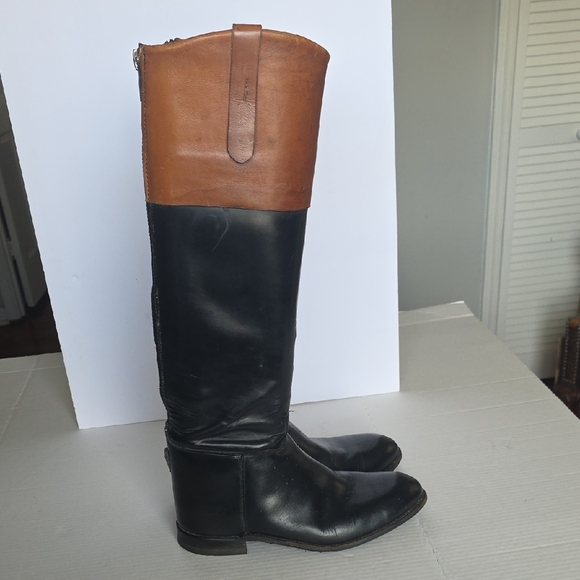 Two-Tone Leather Riding Boots - Picture 1 of 16